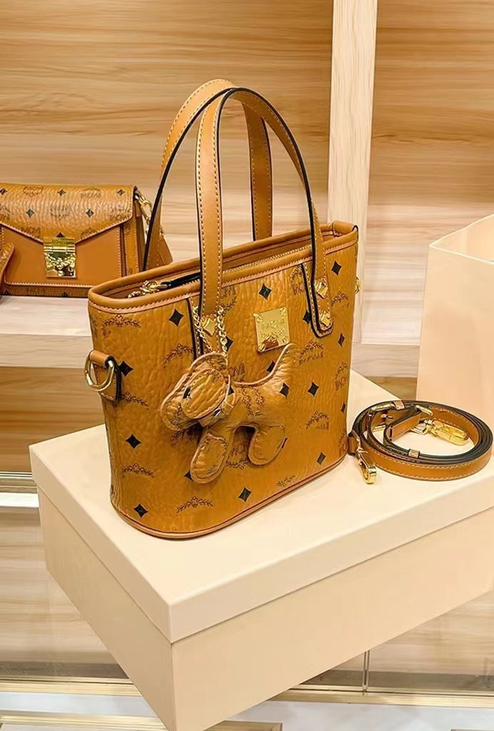 Women's Leather Home Vegetable Basket Fashionable Portable Crossbody Bags