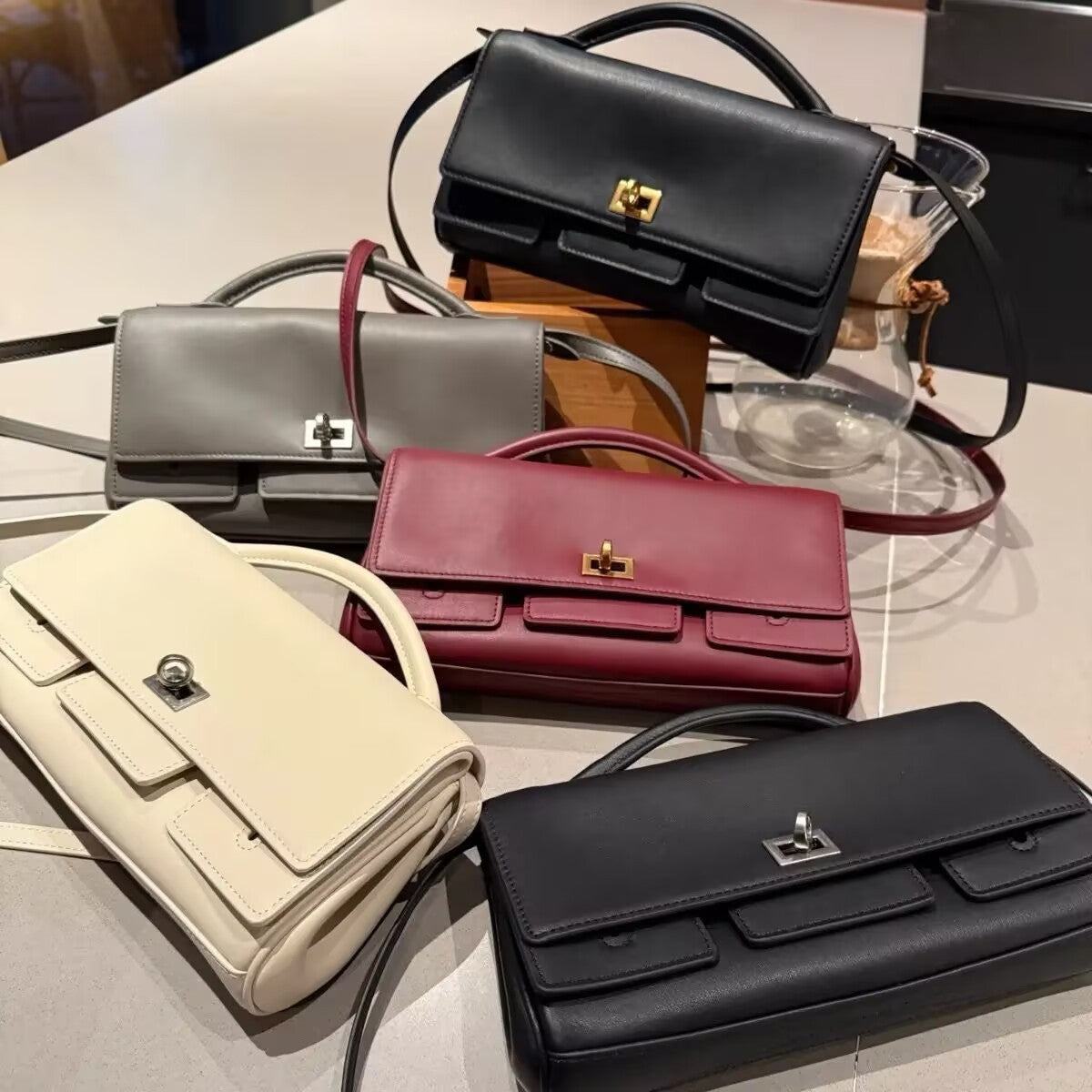 Motorcycle Twist High-grade Genuine Leather Portable Small Square Bags