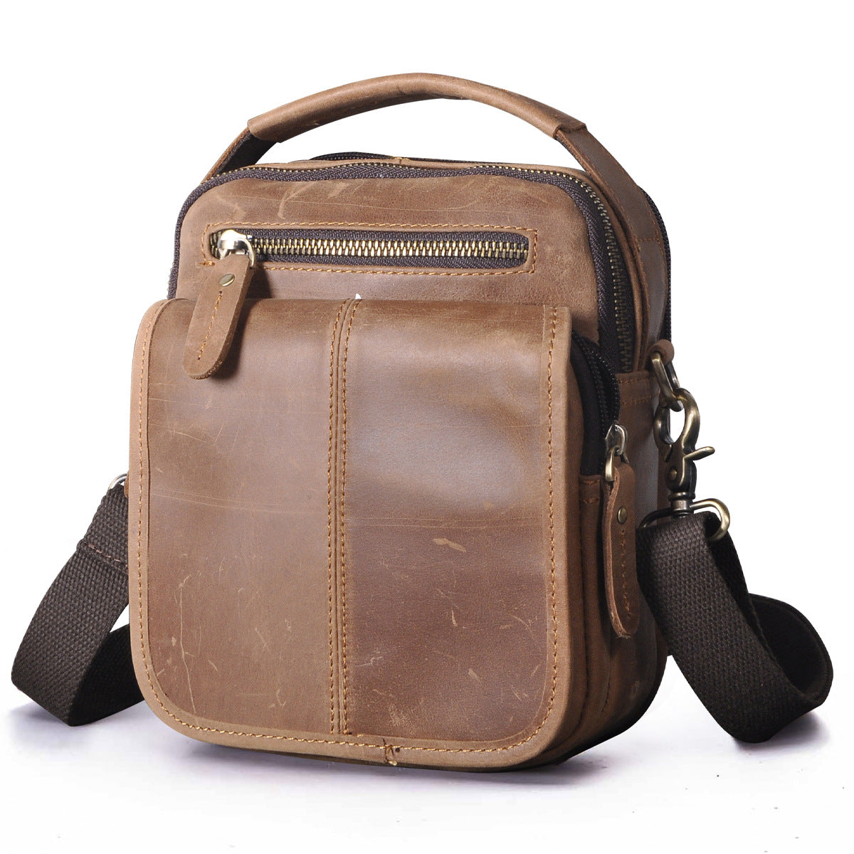 Men's Top Layer Oil Waxed Leather Cowhide Men's Messenger Bags