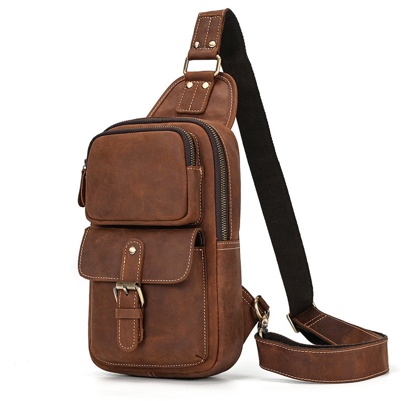 Men's Leather Vintage Crazy Horse First Layer Men's Chest Bags