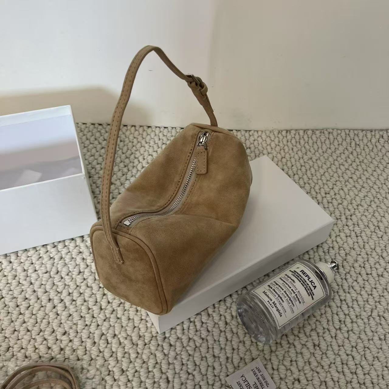 Sheepskin Leather Pen Suede Underarm Genuine Handbags