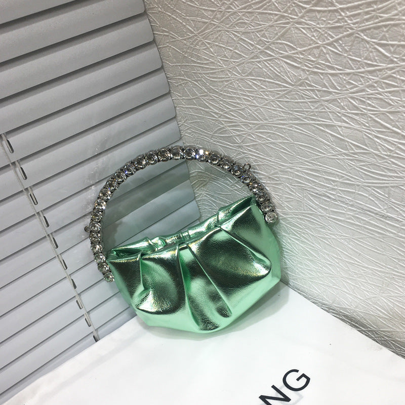 Round Diamond Pleated Dinner Niche Cloud Crossbody Bags
