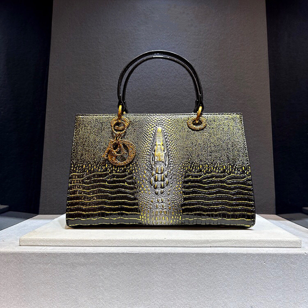 Women's High-grade Crocodile Pattern Portable Diana Genuine Crossbody Bags