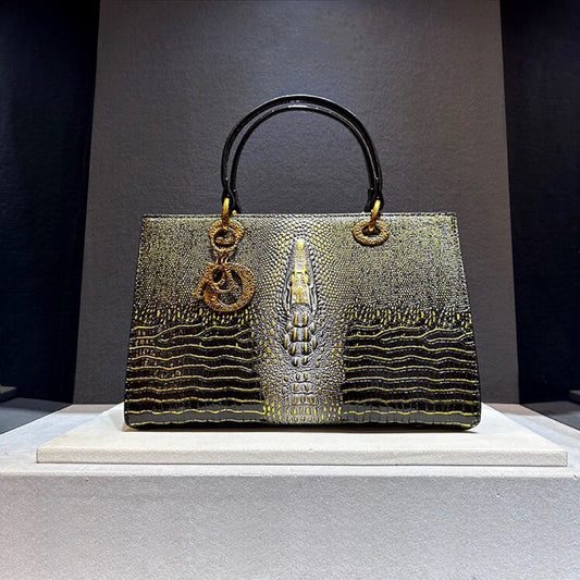 Women's High-grade Crocodile Pattern Portable Diana Genuine Crossbody Bags