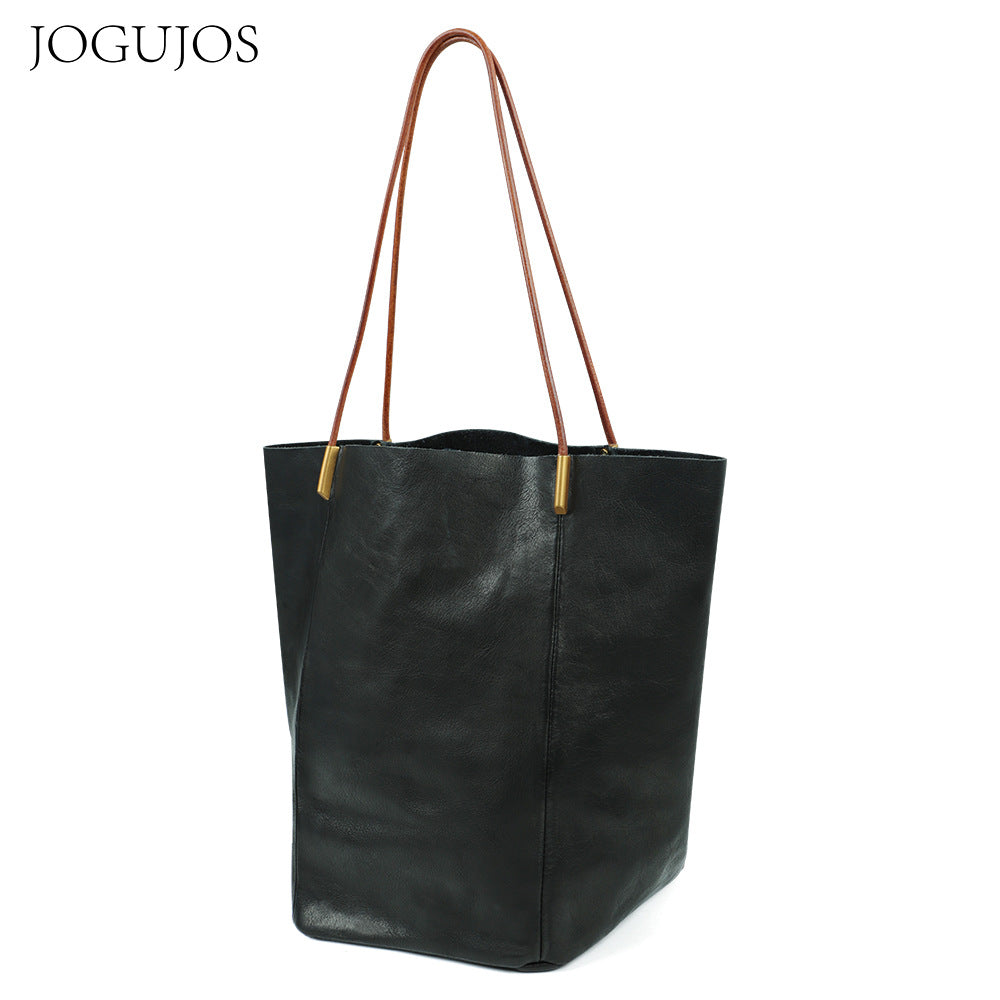 Women's Large Capacity Light Luxury Commuter Leather Tote Bags