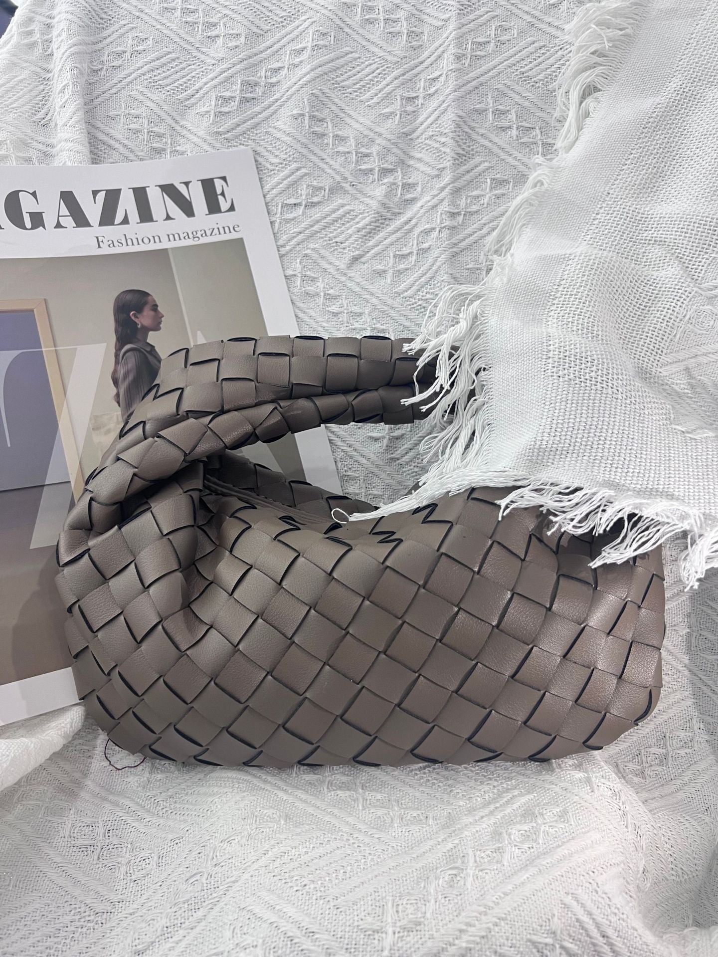 Women's Genuine Leather Hand-woven Cloud Soft Pleated Handbags