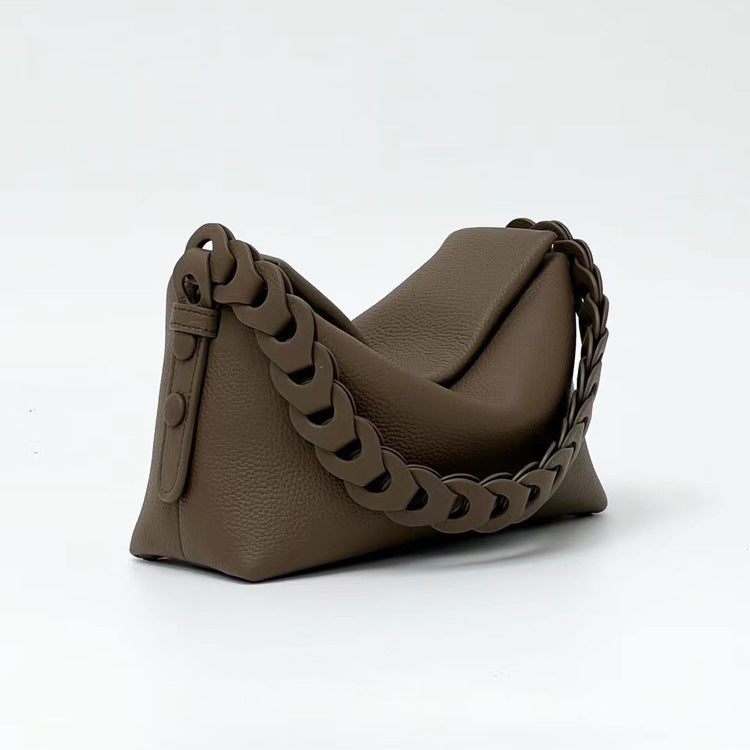 Women's First Layer Cowhide Underarm Minority Simple Shoulder Bags