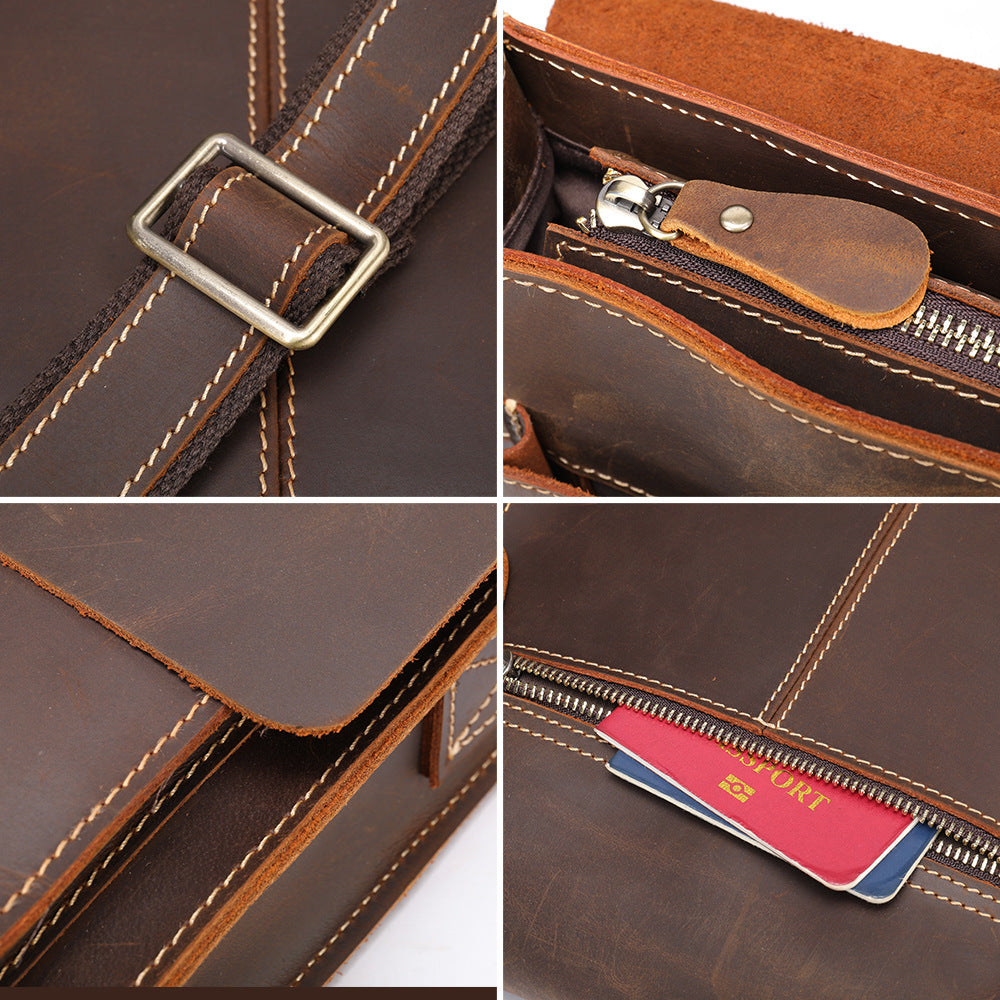Men's First Layer Cowhide Inch Computer Crazy Men's Messenger Bags