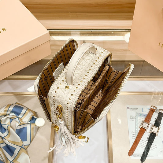 Women's High-grade Leather Embroidered Portable Box Fashion Crossbody Bags