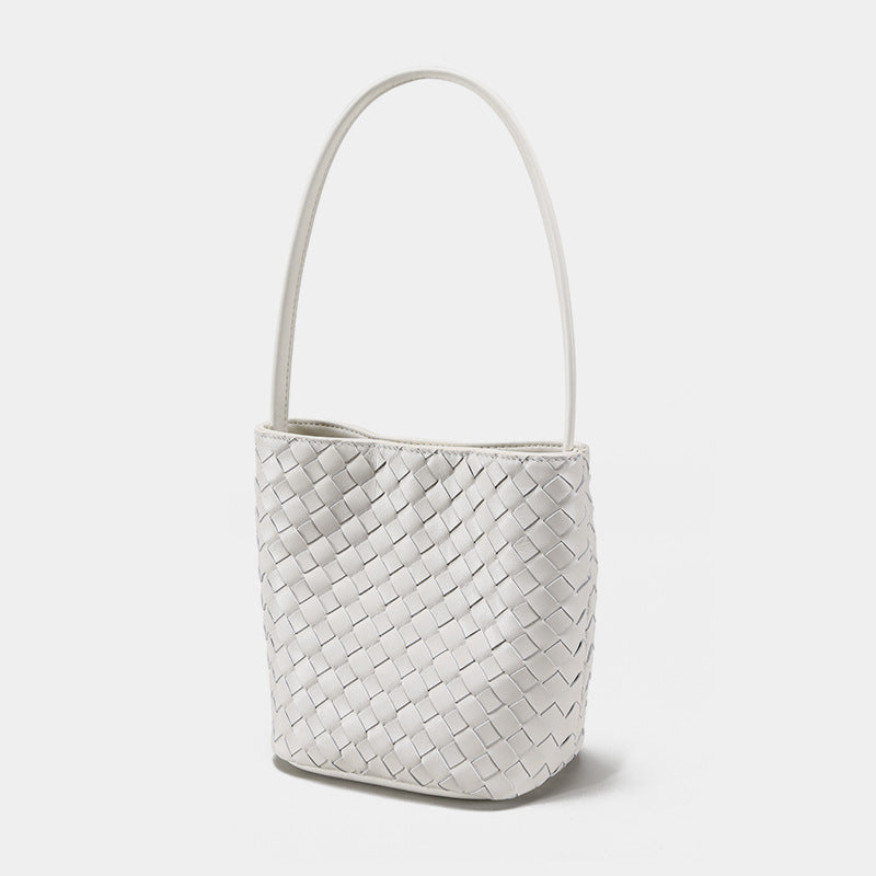 Sheepskin Hand-woven Retro Commuter Niche Korean Bucket Bags