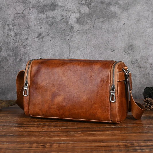 Men's Retro Fashion First Layer Cowhide Leather Men's Shoulder Bags