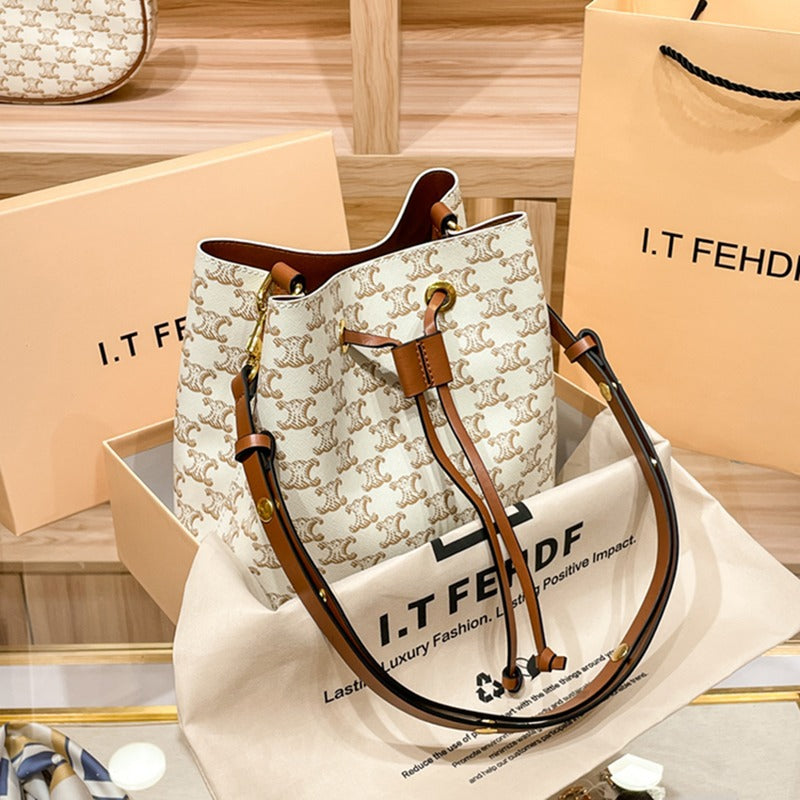 Leather Simple Female Beautiful Versatile Large Bucket Bags