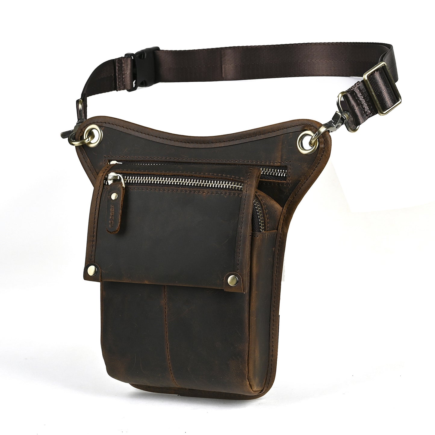 Men's Waxed Leather Cowhide Euro Trendy Cool Men's Chest Bags