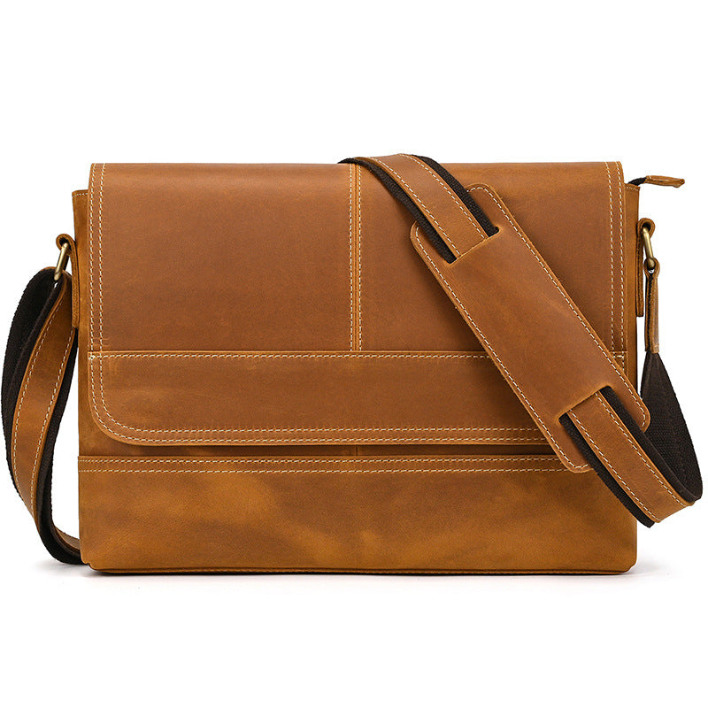 Men's Leather Top Layer Cowhide Genuine Flip Men's Briefcases