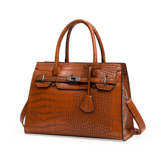 Women's Vintage Crocodile Pattern Three-piece Set Large Handbags