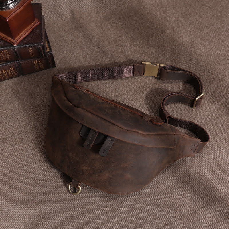 Women's & Men's & Crazy Horse Leather Large Capacity Men's Chest Bags