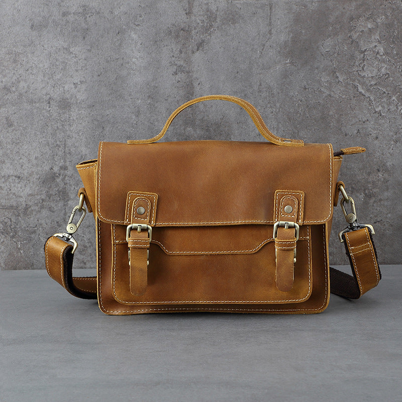 Men's Crazy Horse First Layer Cowhide Personalized Men's Handbags