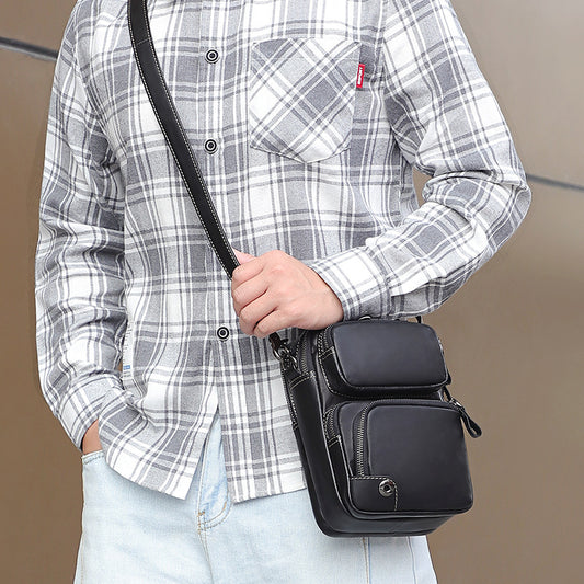 Men's Creative Leather Cowhide Portable Inch Men's Messenger Bags
