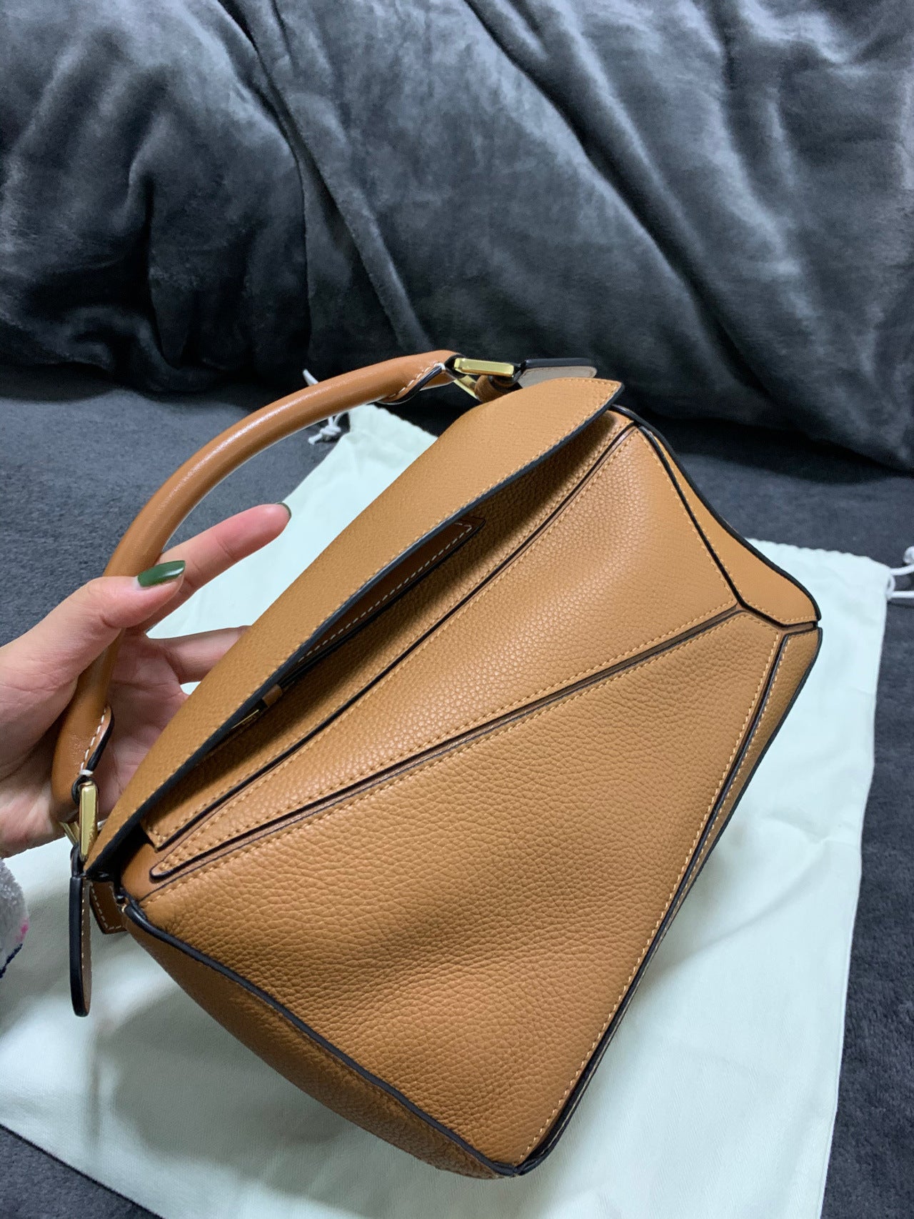 Women's Stitching Geometric Mini Genuine Leather Soft Bags