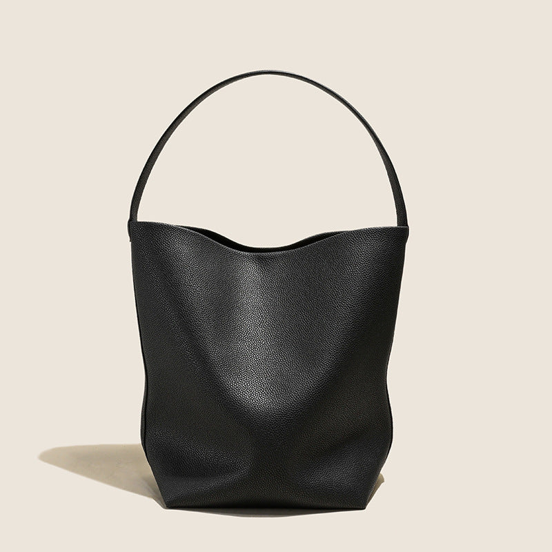 Women's Layer Cowhide Big Leather Commute Large Bucket Bags