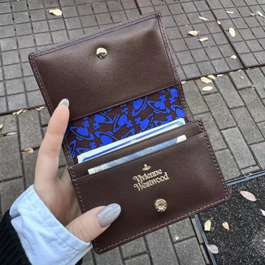 British Niche Saturn Solid Color Clutch Card Holder