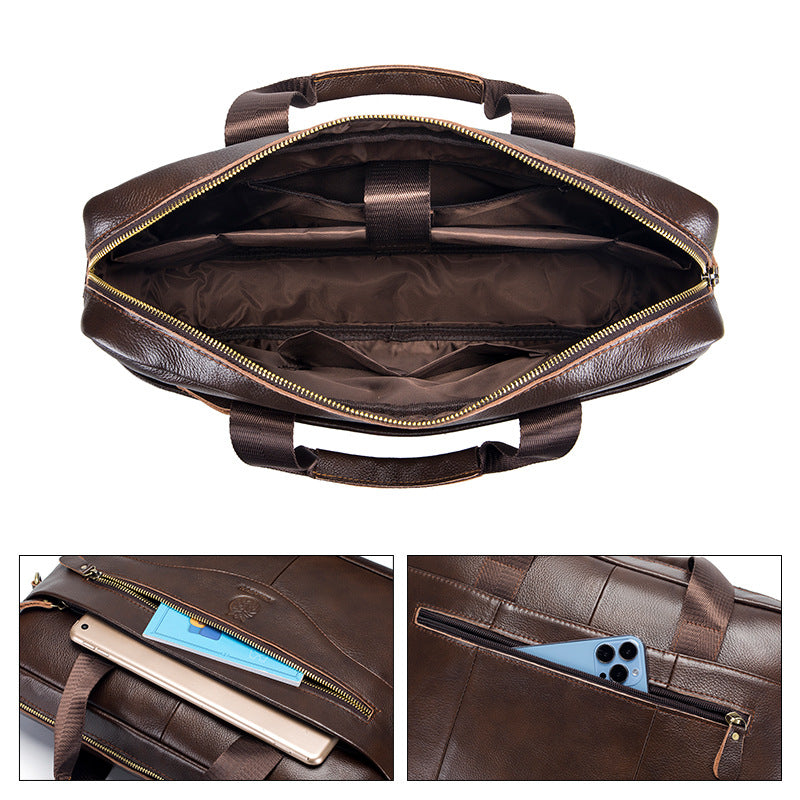 Men's Leather High-grade First Layer Cowhide Business Men's Briefcases