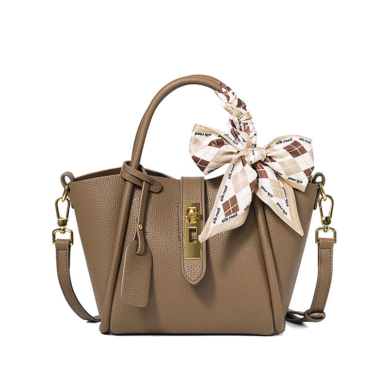 Women's Genuine Leather Vegetable Basket Portable High-grade Tote Bags