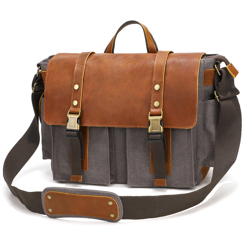 Men's Retro Oil Wax Canvas With First Men's Messenger Bags