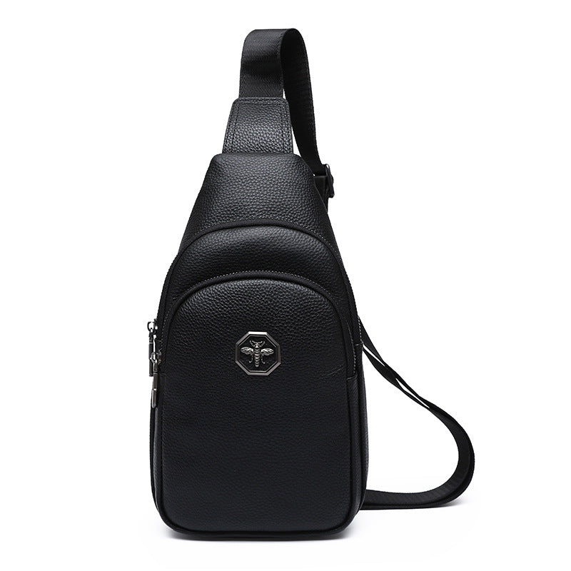 Men's First Layer Cowhide Leather Boys Trend Men's Chest Bags