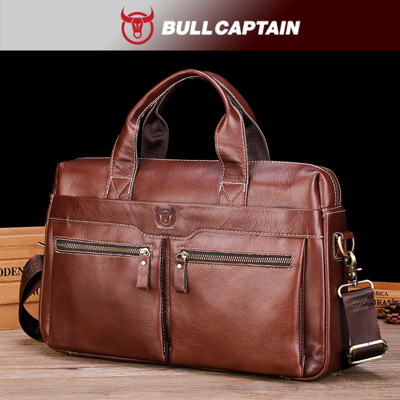 Men's Leather Goods First Layer Cowhide Large Capacity Men's Briefcases