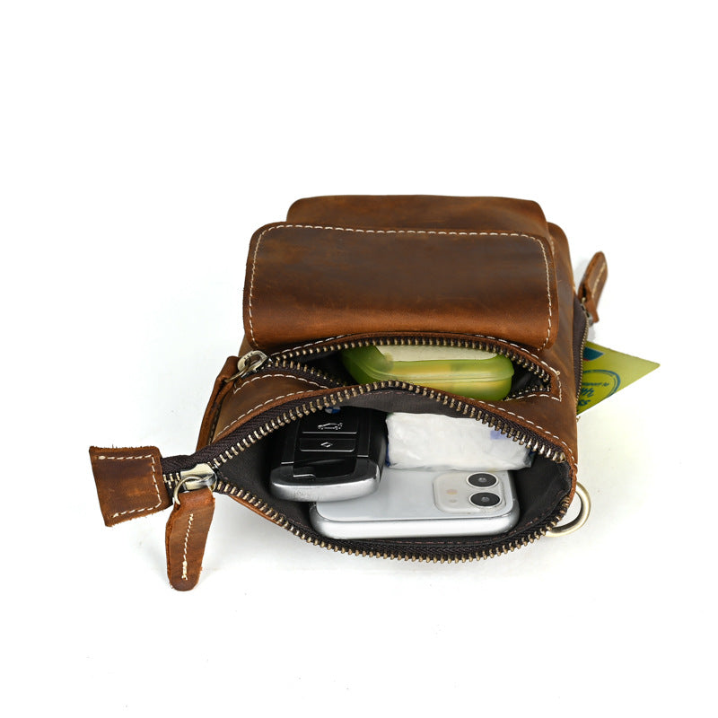 Men's Crazy Horse Leather Vintage First Layer Phone Bags