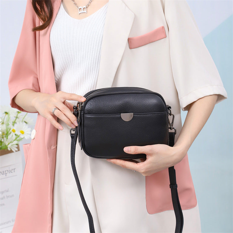 Women's Layer Cowhide Leisure Practical Simple Soft Crossbody Bags