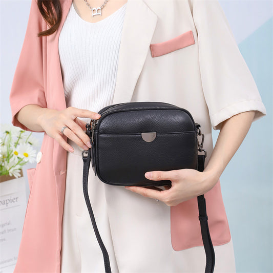 Women's Layer Cowhide Leisure Practical Simple Soft Crossbody Bags