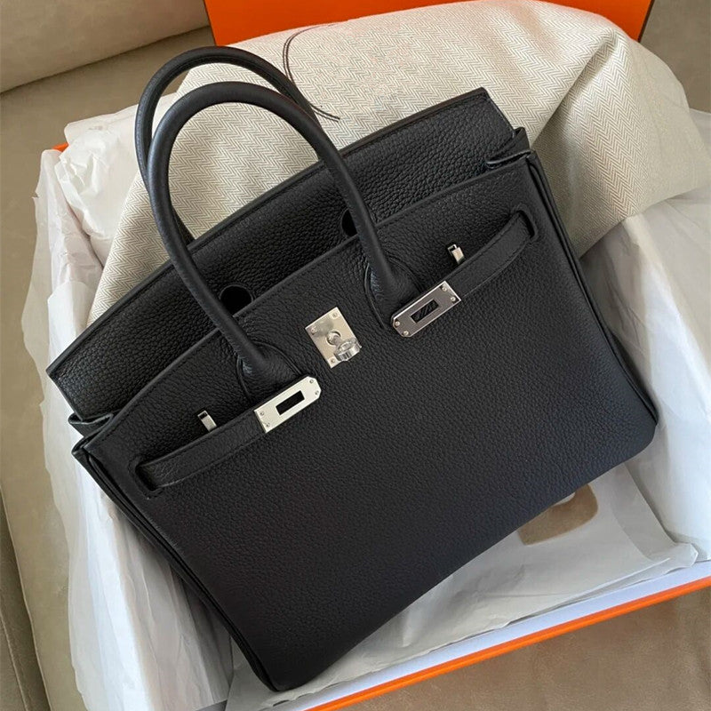 Women's Head Layer Cowhide Lychee Pattern Genuine Handbags