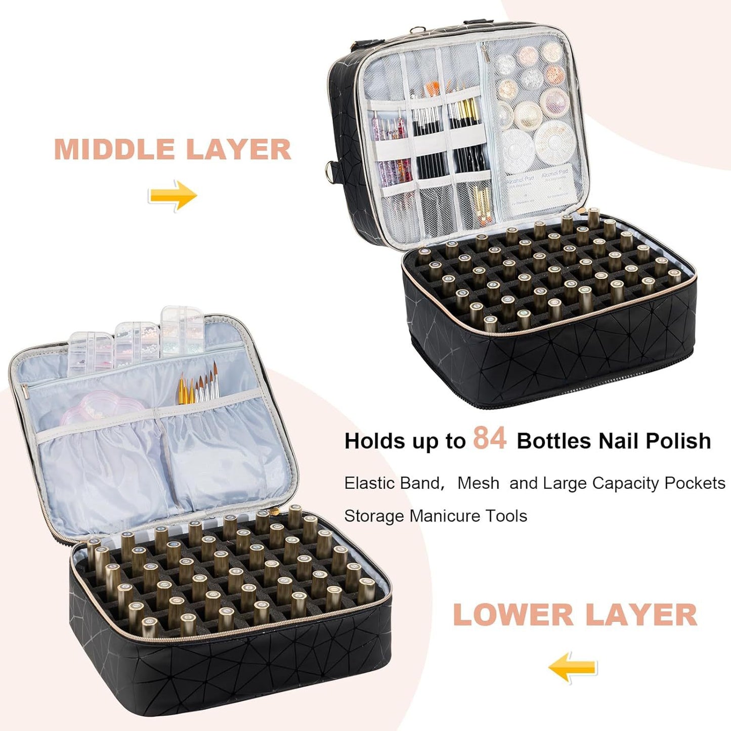 Portable High-grade Detachable Large Capacity Nail Polish Storage Can Cosmetic Bags