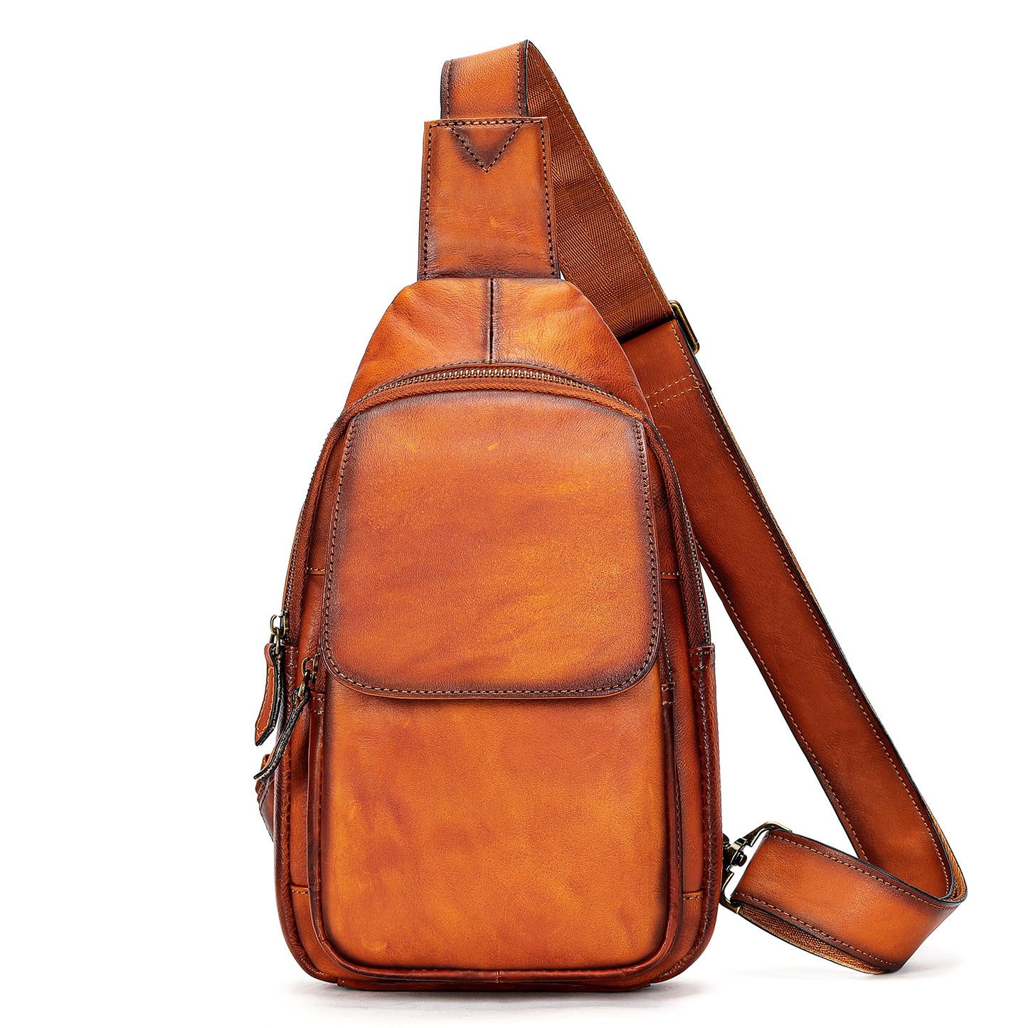 Men's Genuine Leather Fashion Personality Cowhide Men's Chest Bags
