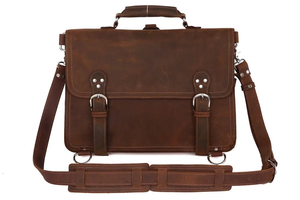 Men's Vintage Leather Vegetable Tanned Computer Large Men's Briefcases