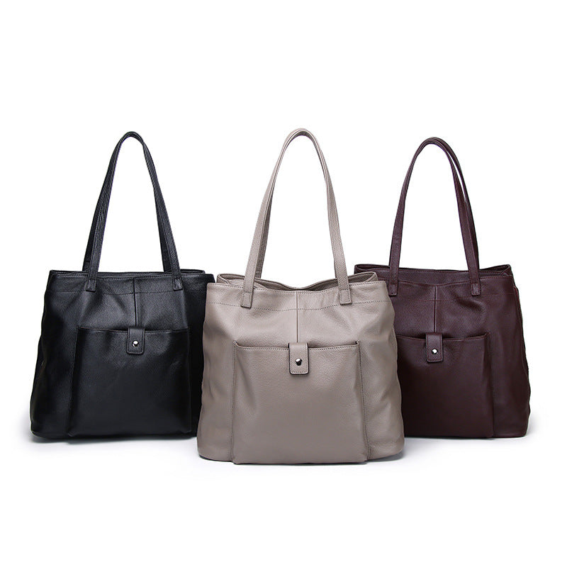 Women's Layer Cowhide Large Capacity Retro Commuter Shoulder Bags