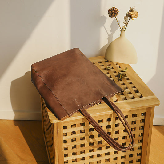 Women's High-grade Genuine Leather Computer Large Capacity Tote Bags