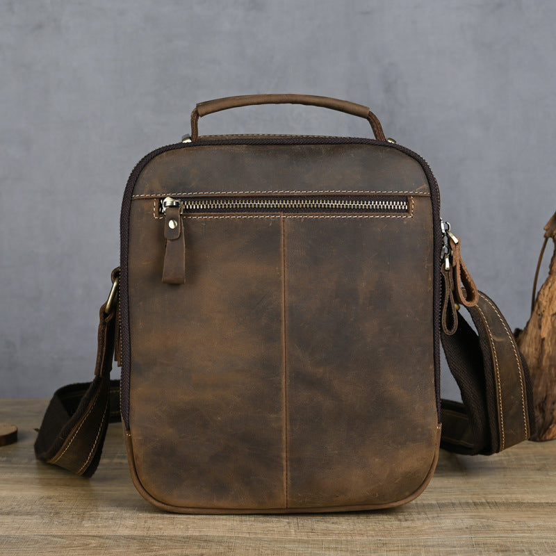 Men's Leather Retro Crazy Horse Multifunctional First Men's Shoulder Bags