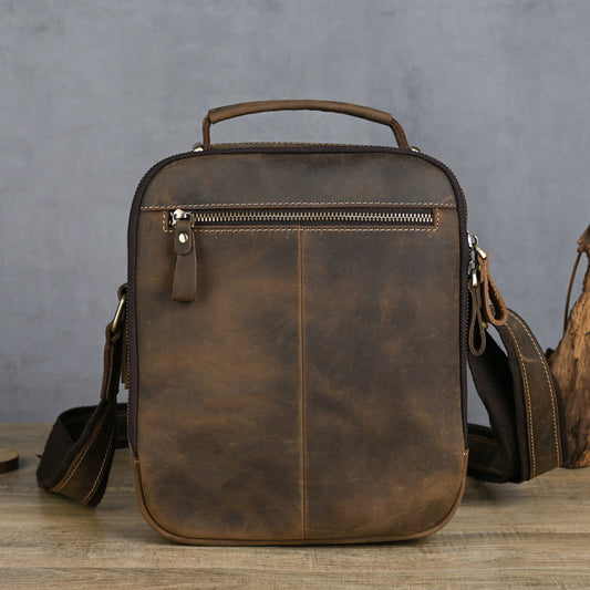 Men's Leather Retro Crazy Horse Multifunctional First Men's Shoulder Bags
