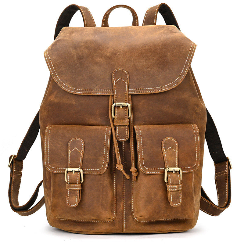 Men's Retro Crazy Horse Fashion Can Hold Backpacks