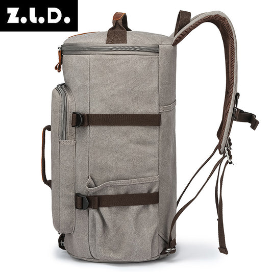 Retro Canvas Large Capacity Cylinder Unisex Backpacks