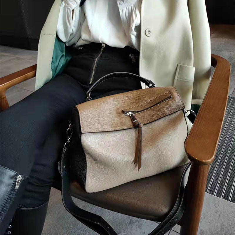 Women's Line Soft Leather Underarm Fashionable Large Shoulder Bags