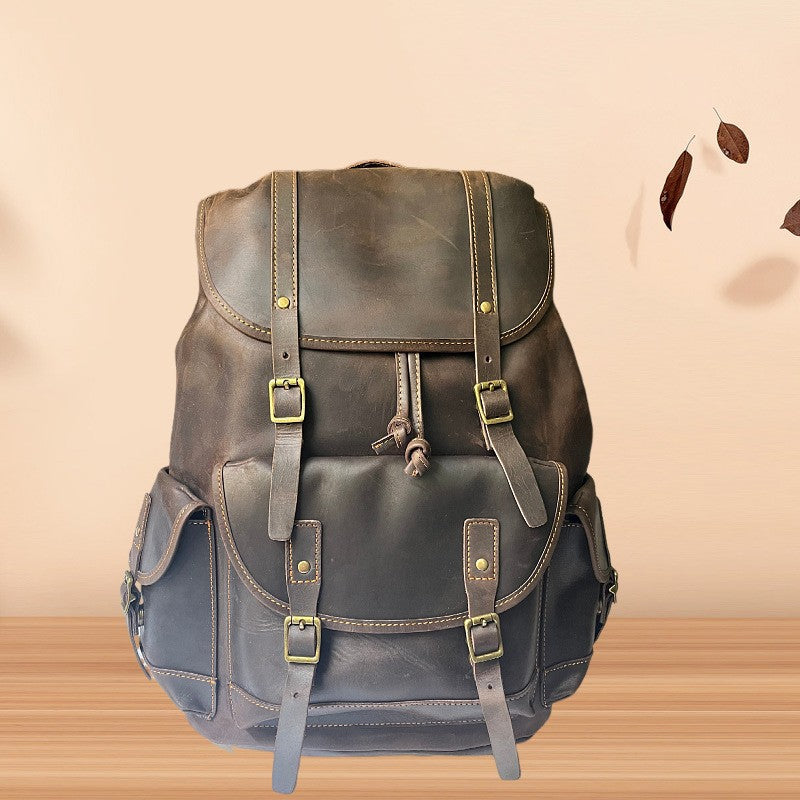 Men's First Layer Cowhide Genuine Leather Business Backpacks