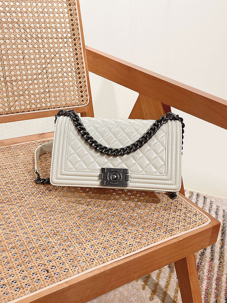 Classic Style Diamond Chain Vintage Genuine Crossbody Bags