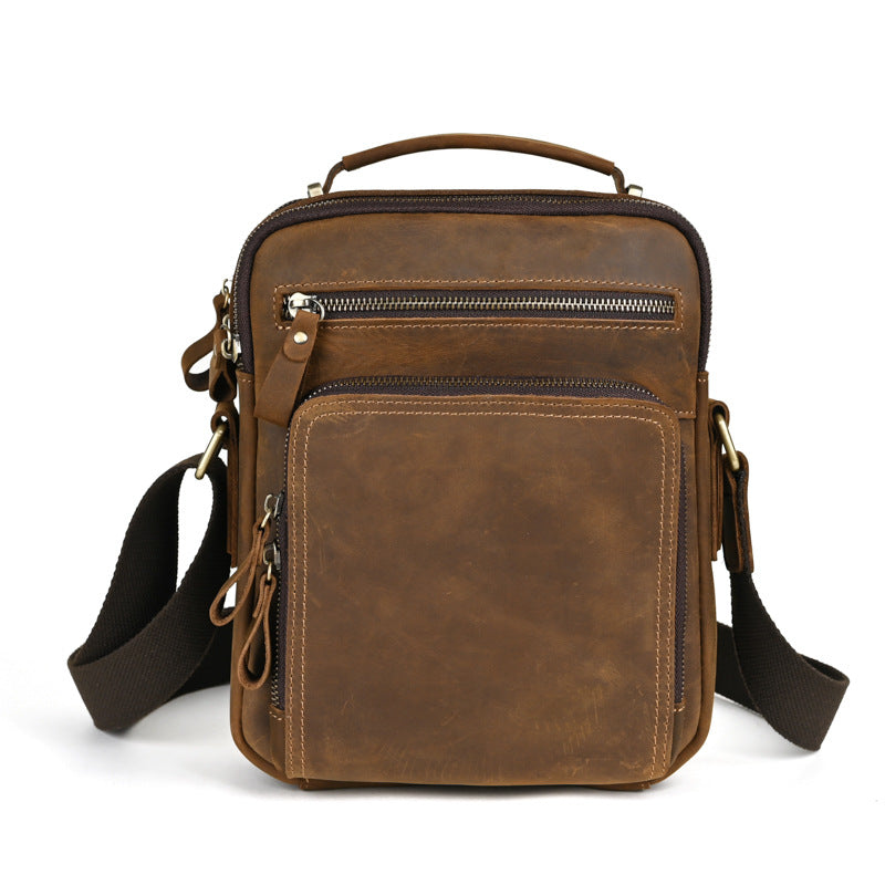 Men's Hipster Leather Retro Crazy Horse Multifunctional First Men's Messenger Bags