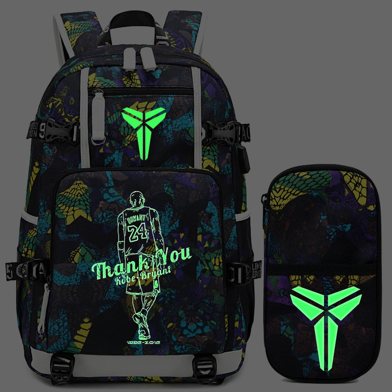 Men's Black Mamba Basketball Thermal Transfer Printing Backpacks