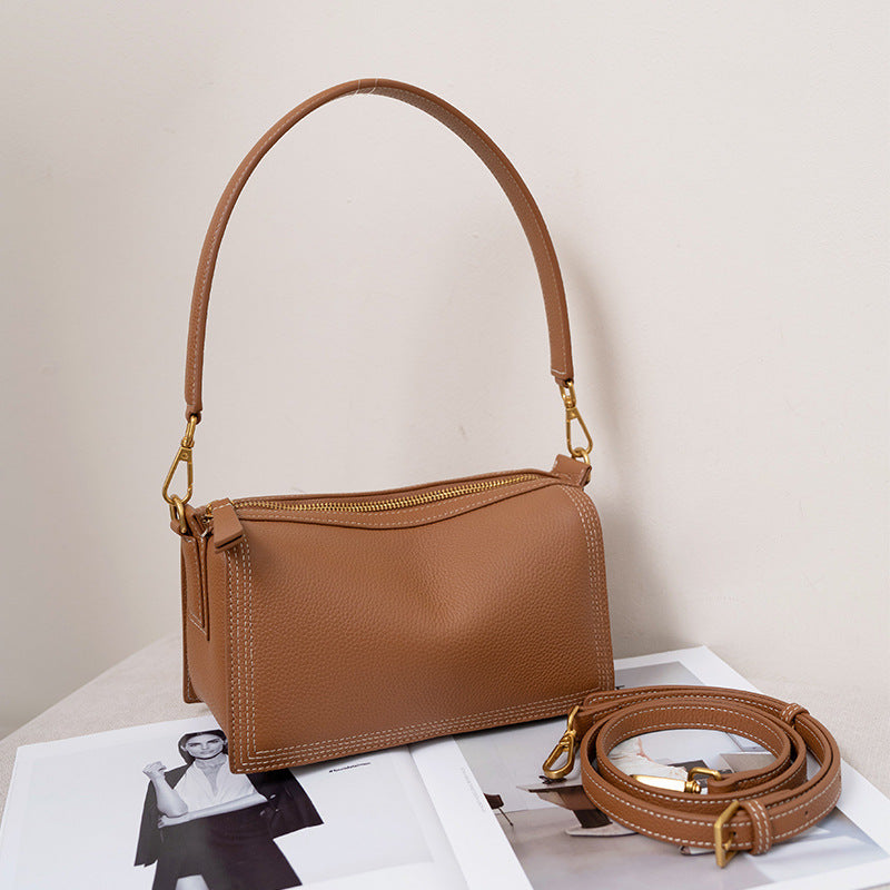 Layer Cattlehide Leather Fashion Simple Genuine Pillow Large Shoulder Bags