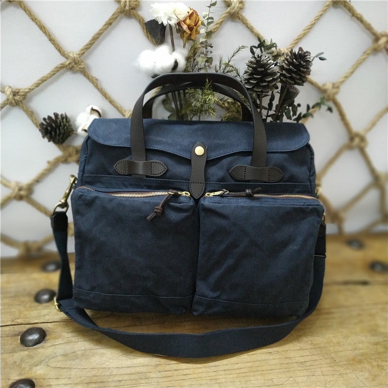 Men's Oil Wax Canvas Official Document Computer Men's Briefcases